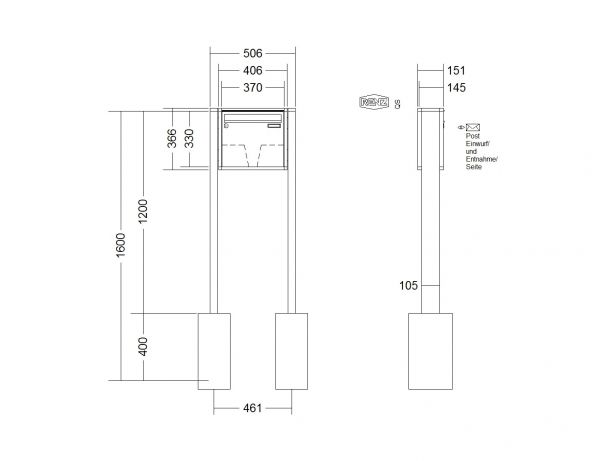 Renz Briefkastenanlage Quadra 1-teilig 370x330x145 mm lackiert