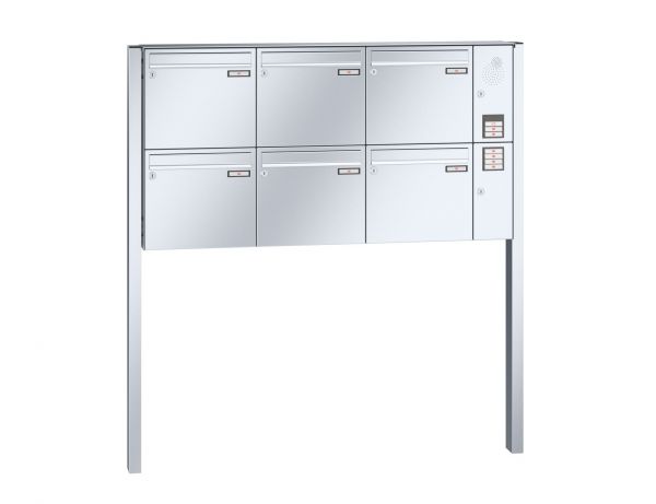 Renz Briefkastenanlage Basic (B) 6-teilig 370x330x145 mm Edelstahl mit Inst.-Kasten rechts