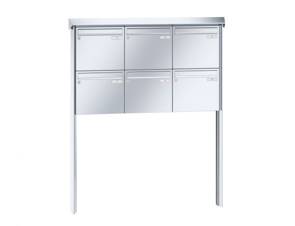 Renz Briefkastenanlage Prisma 6-teilig 370x330x100 mm Edelstahl
