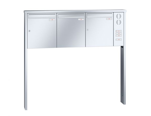 Renz Briefkastenanlage Tetro 3-teilig 370x440x145 mm Edelstahl mit Inst.-Kasten rechts