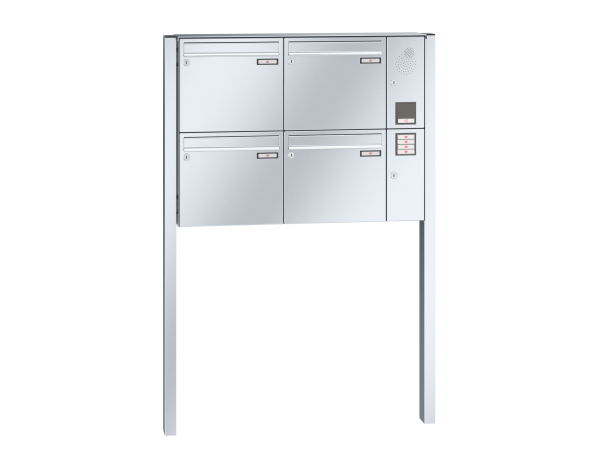 Renz Briefkasten Edelstahl Basic (B) freistehend mit Installationskasten | 10-0-25073 | 4 teilig