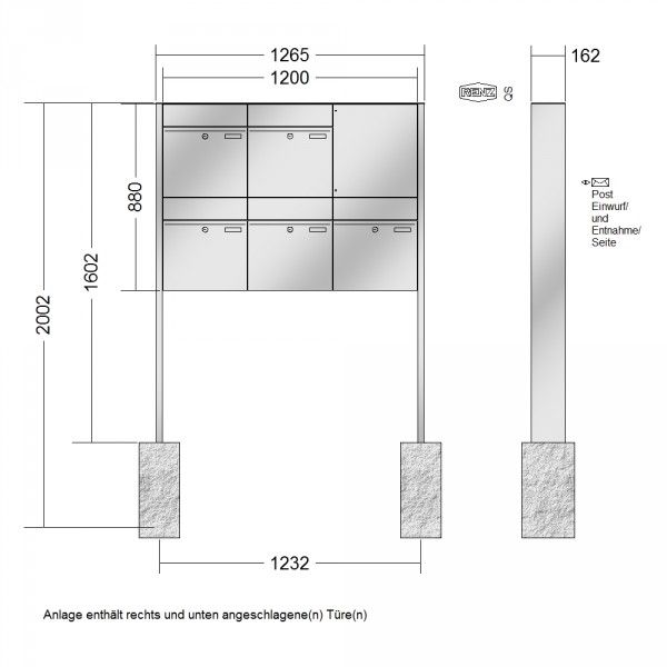 Renz Plan freistehend | 60-0-60379 | 5-teilig 400x440x160 Edelstahl